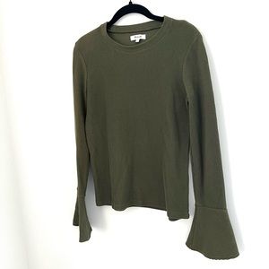 Madewell green sweater balloon sleeve small